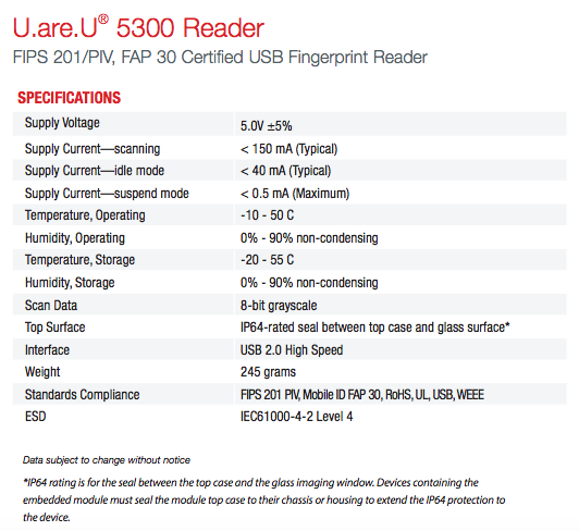 U.ARE.U 5300 READER