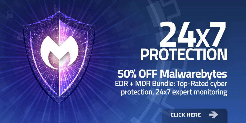 50% off Malwarebytes promo banner