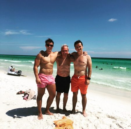 George, Christian, and George's dad Brian, catching some rays