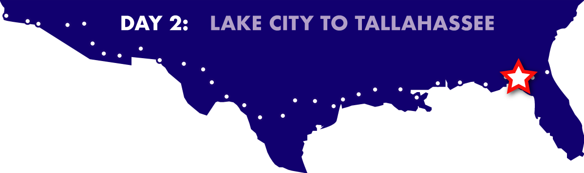 Day 2 Route: Lake City to Tallahassee