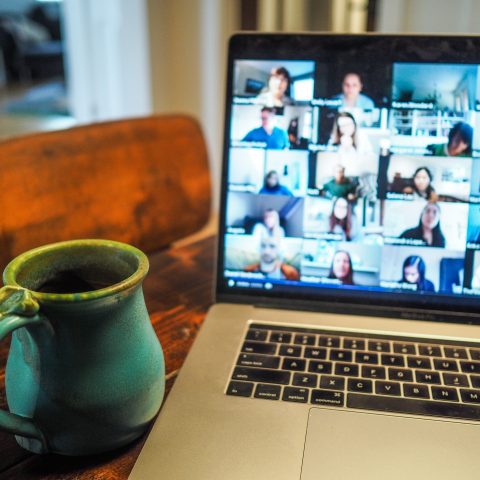 Zoom call on laptop