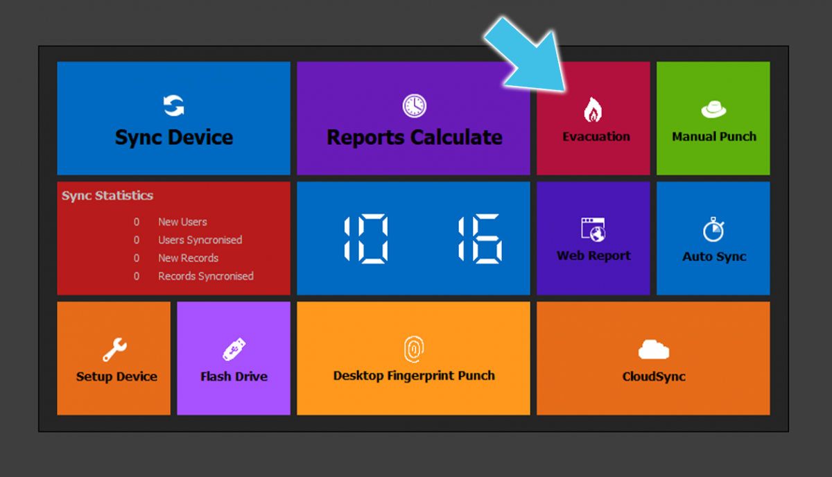 ClockReportsXE Evacuation Report Button