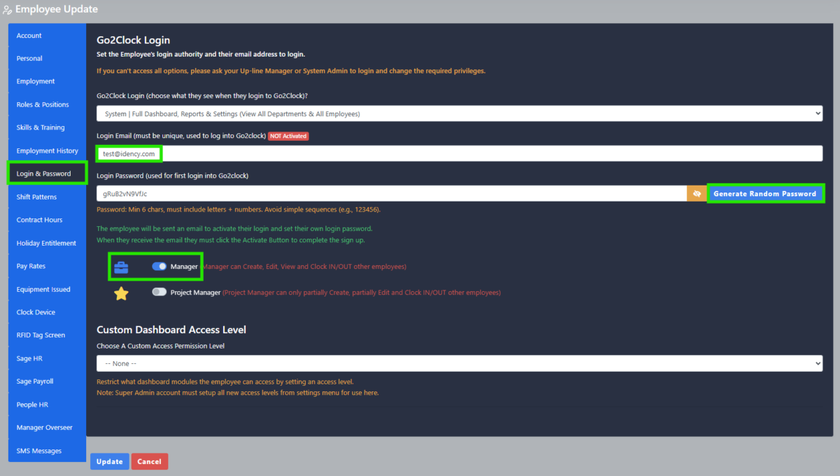 Go2Clock User Access Levels Explained - Idency