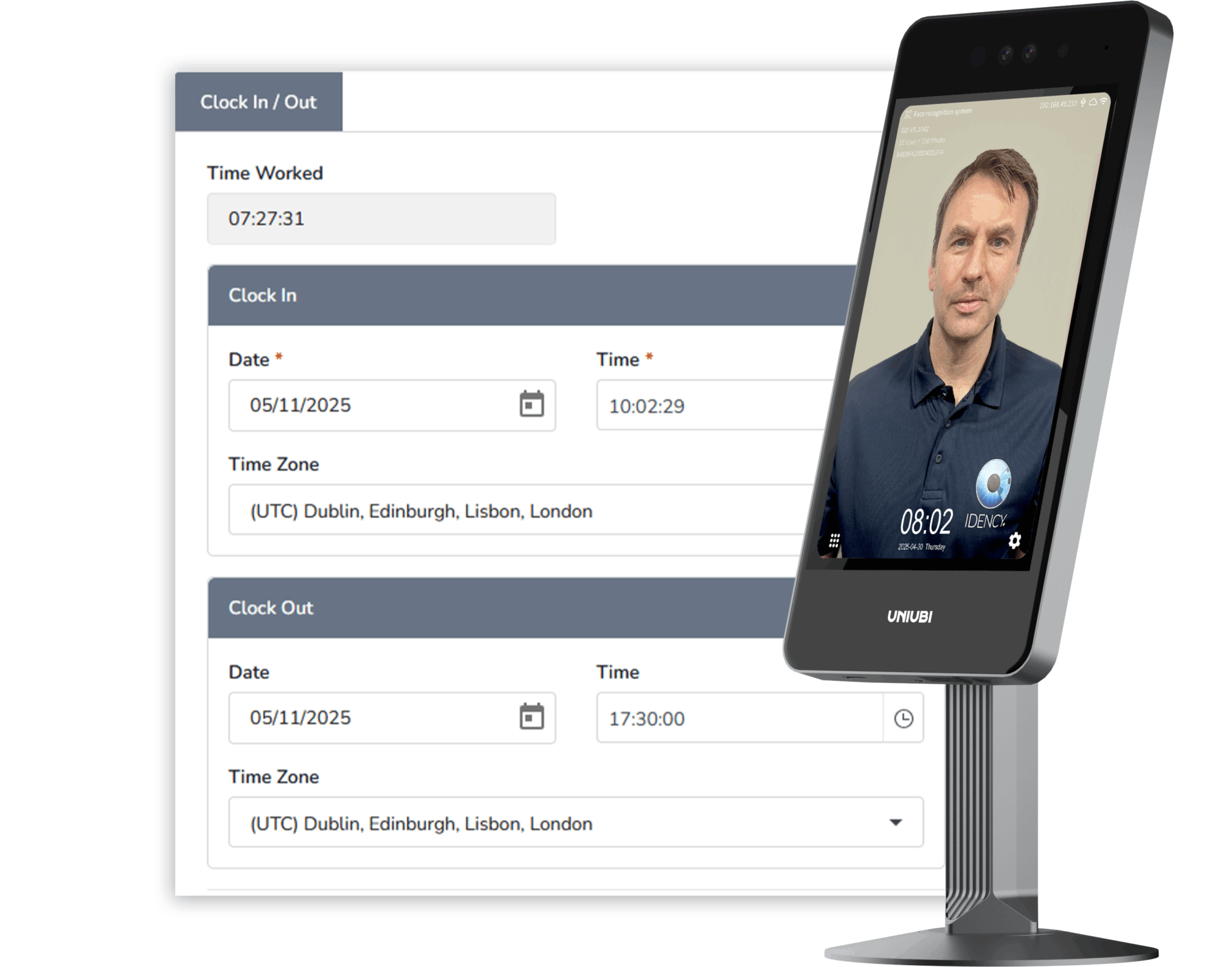UFace8 with Cezanne timesheet image