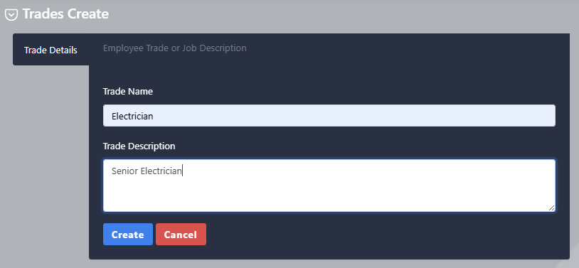 Naming a Job Trade in Go2Clock
